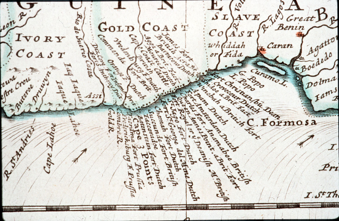 Old Map of Gold Coast - Cape Coast Castle